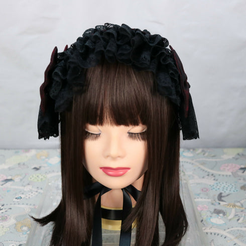 ダークレッド×ブラック ヘッドドレス